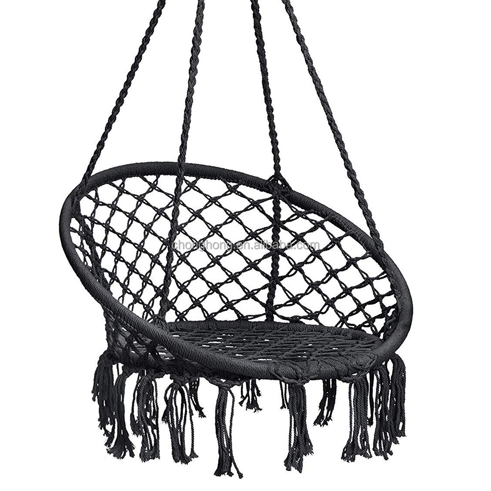 Hand Woven Macrame Cotton Rope Swing Chair Boho Hammock Hanging Chair Camping Hammock