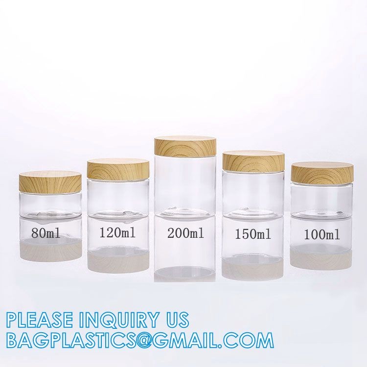 Eco-Friendly Natural Frosted Amber Clear Jars Containers Pot Body Butter Cosmetic Cream Jar With Bamboo Lid