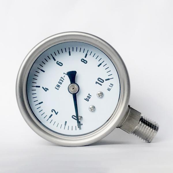 2.5" 10 bar Liquid-filled Manometer SUS 316 Tube/Socket All Stainless Steel