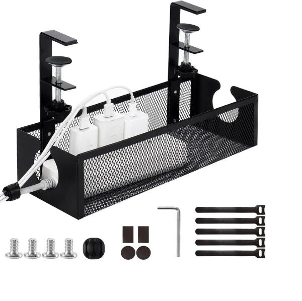 Under Desk Cable Management Tray 10 Silk Thickness Steel Material with Clamps