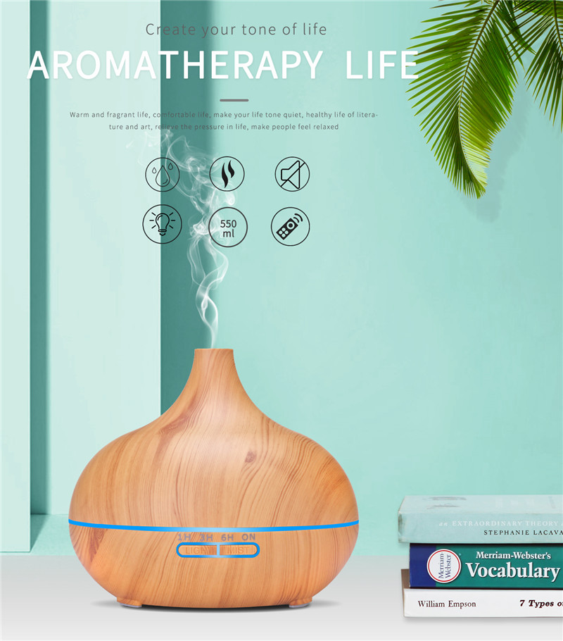 HomeFish Wood Grain USB Ultrasonic Aroma Humidifier Mist Output 30ml/H