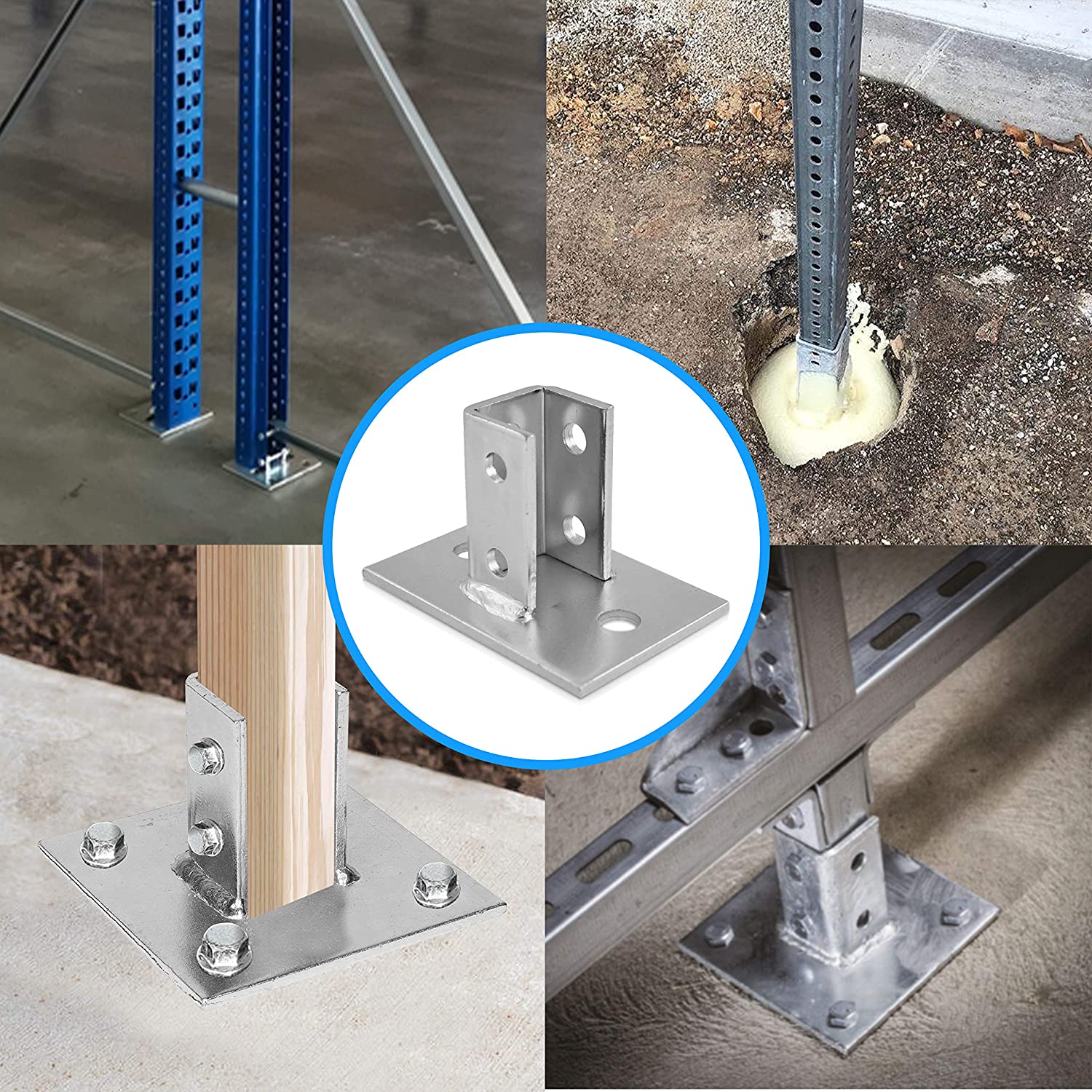 Heavy Duty Ground Floors Mounting System Universal Shelf Sign Bracket Pile Base