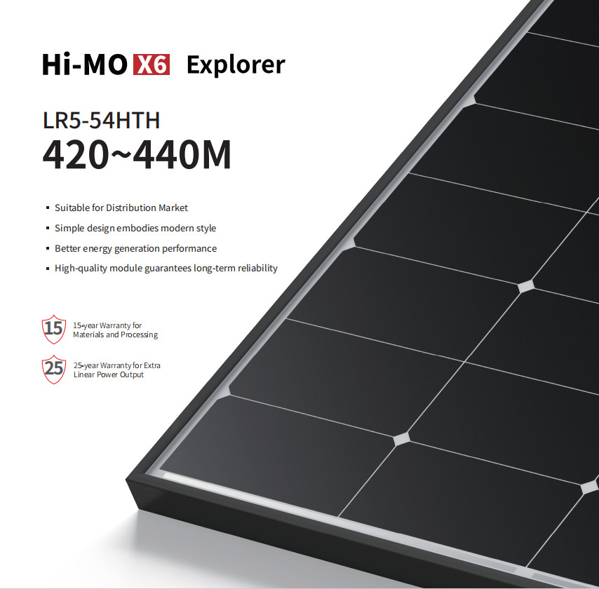 HPBC Black Frame Longi Hi-MO X6 Scientist 435W 440W Solar Panel