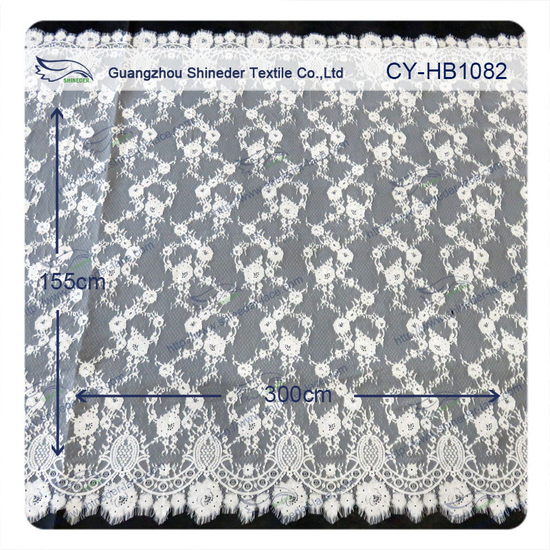 Custom Printed Swiss Voile Lace Trimming / Wedding Dresses Lace Fabric