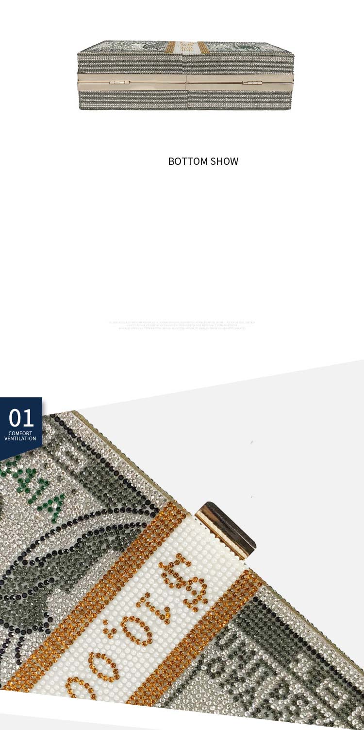 Custom Logo Geometric Pattern Women's Full of Diamonds Frosted Lock Dollar Handbag for 2023