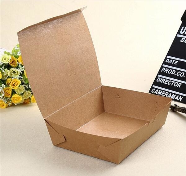 Cheap Cardboard foldable kraft paper lunch box with window,Lunch noodle fast food kraft paper box by customized logo pri