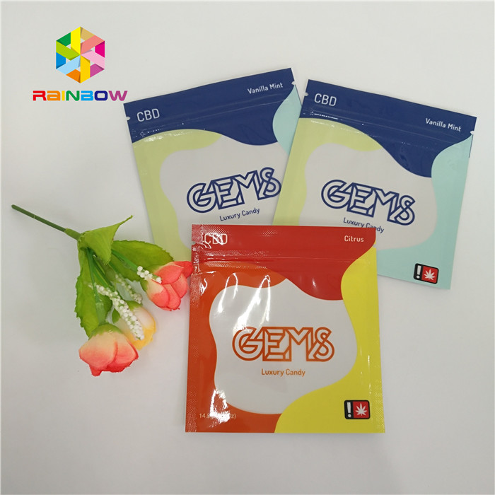 Recyclable Herbal Incense Packaging Plastic Bags 3 Side Sealed Custom With Zipper