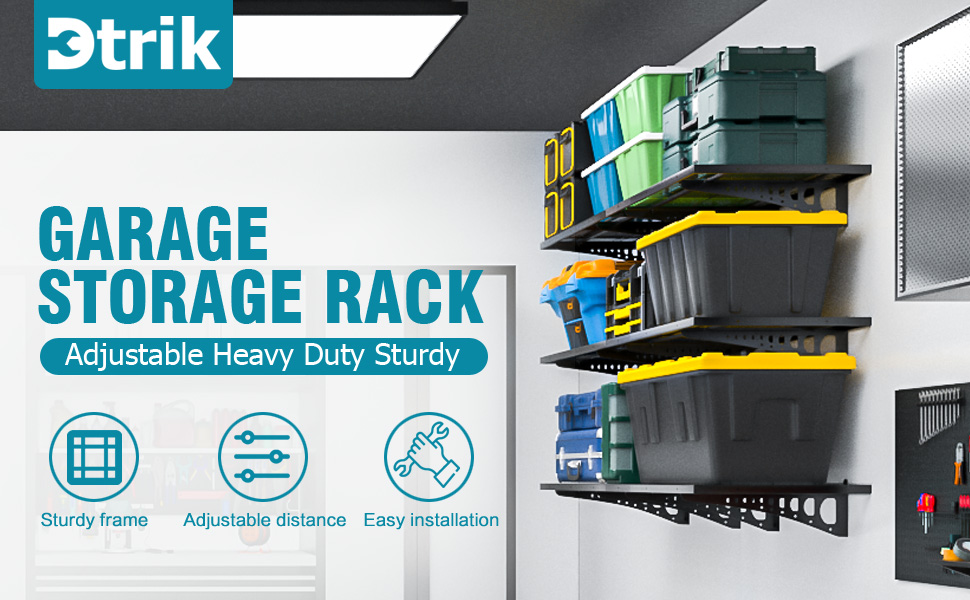 2x6ft Garage Storage Rack Warehouse Wall-Mounted Grid Shelf Metal Support Rack