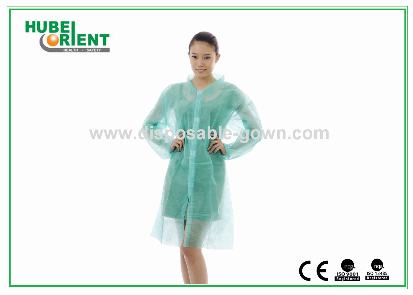Laboratory Gowns Blue Disposable Lab Coats with ISO13485/CE MDR Certified With Velcros Closure