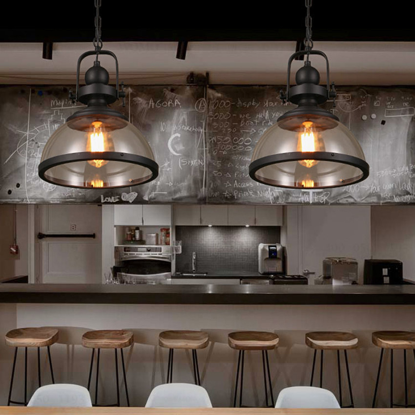 Vintage Industrial glass Pendant Lights Loft iron antique Hanging Lamp(WH-GP-89)