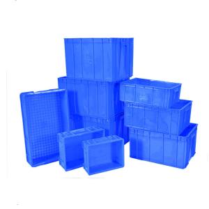 Efficiently Designed Solid Box Style Plastic Folding Pallet Crate with Attached