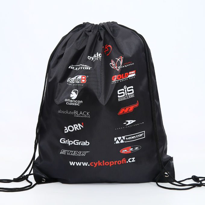 Custom Printed 190T Nylon Red Gym Drawstring Packaging Bags