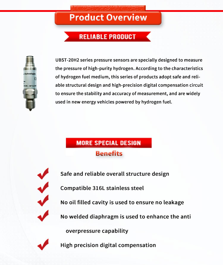 Compact UBST-20H2Y Hydrogen Pressure Transmitters For Safe And Hydrogen Storage