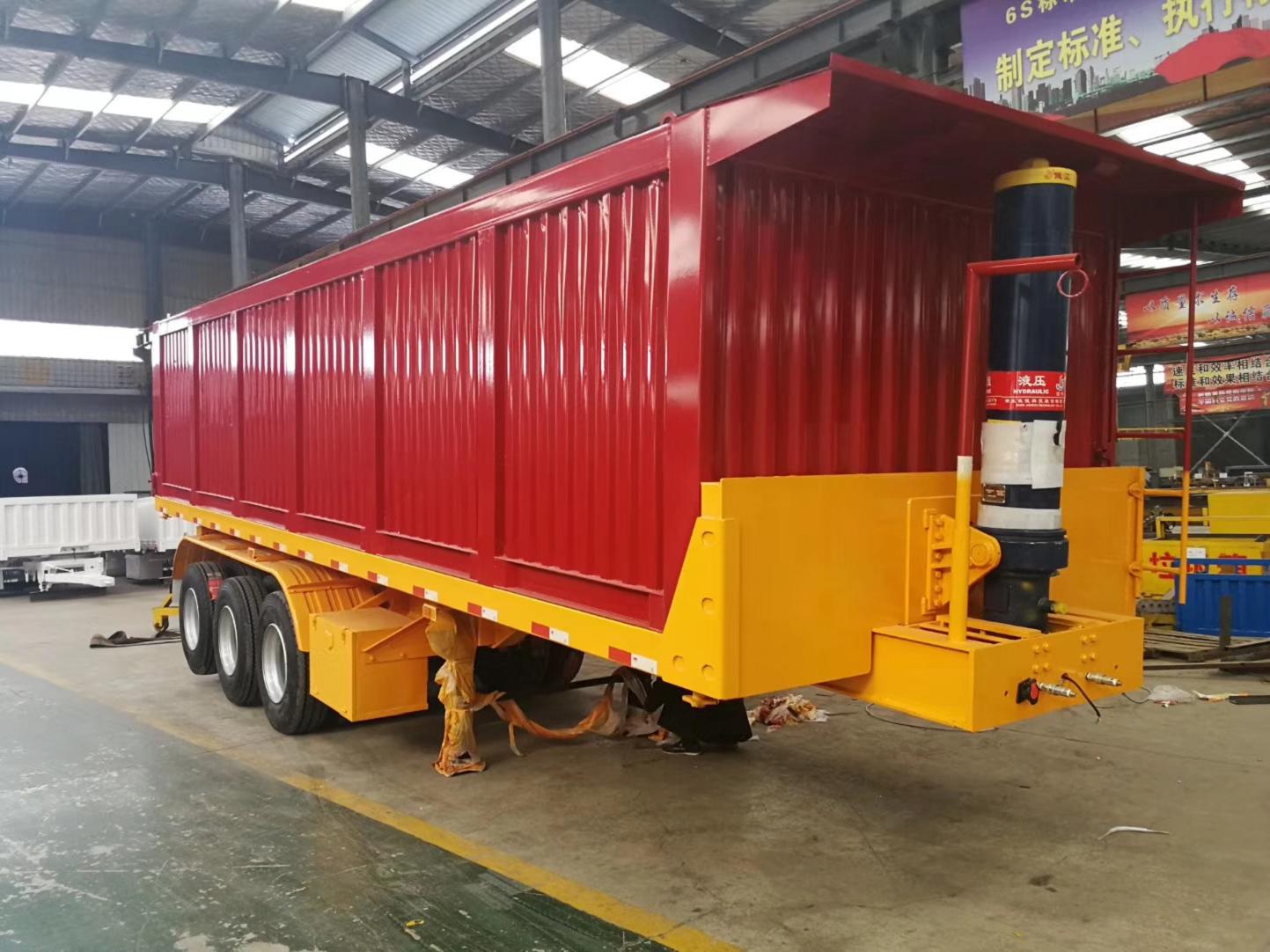 60T Rear Dump Trailer 3 Axle Hydraulic Cylinder Ending Tipper Semi-Trailer with Materials