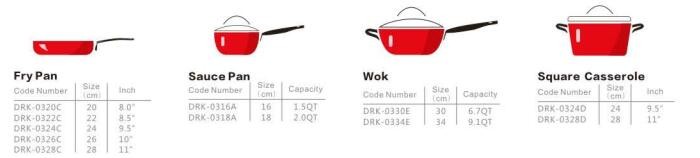 Pressed aluminum Red Copper Ceramic Non-Stick 10 Piece Cookware Set