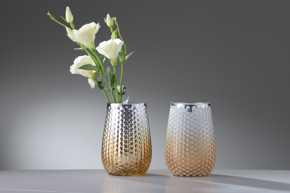 Handmade Within Plating Spray Inisde Glass Vase For Home Decor