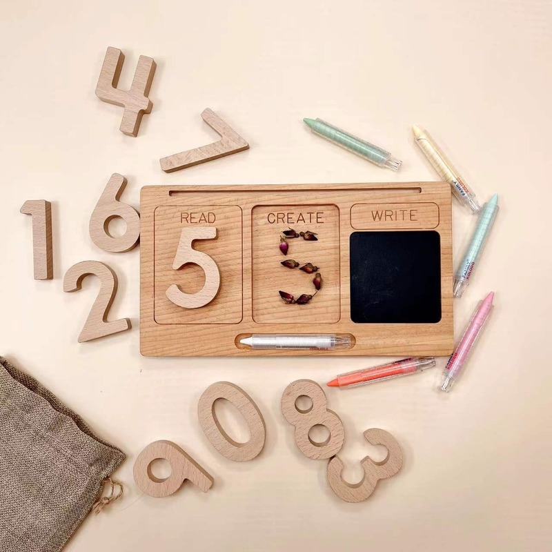 Montessori Early Education Toys Number Tracing Board Learning Penmanship Training Handwriting Blackboard Tray
