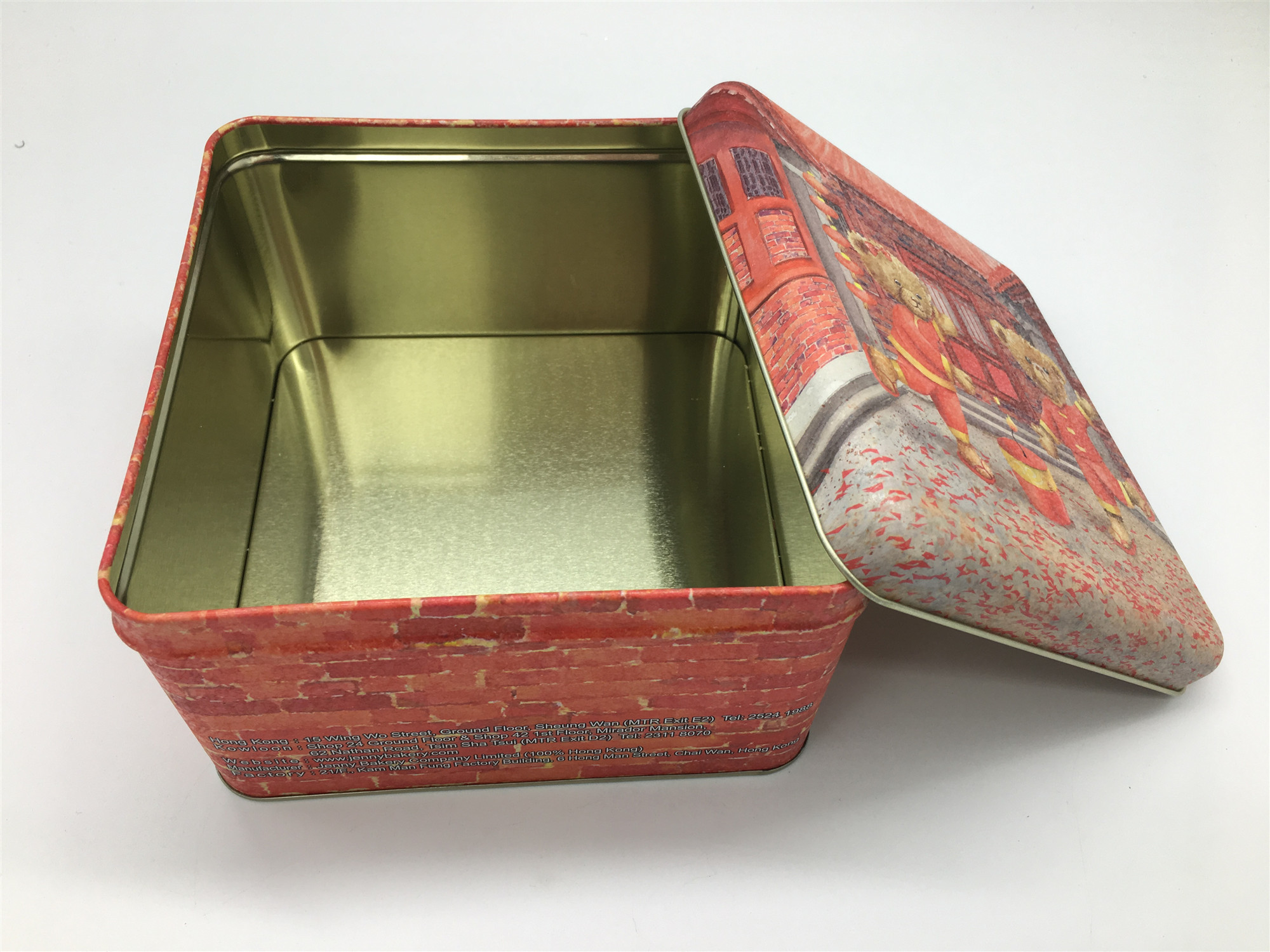 Metal Custom Square Biscuit Tin Box / Printed Gift Boxes 160×160×100mm