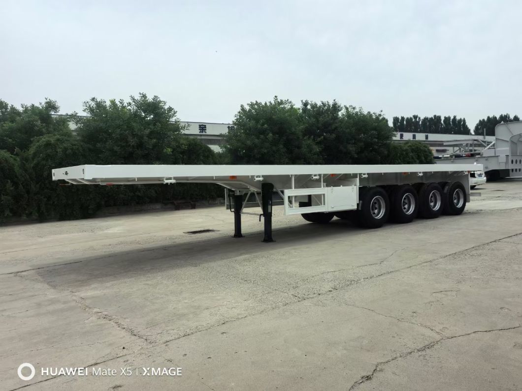 Factory Price New 3 Axle 60ton Fuwa Flatbed 20FT/40FT Container Cargo Transport Truck Semi Trailer for Sale