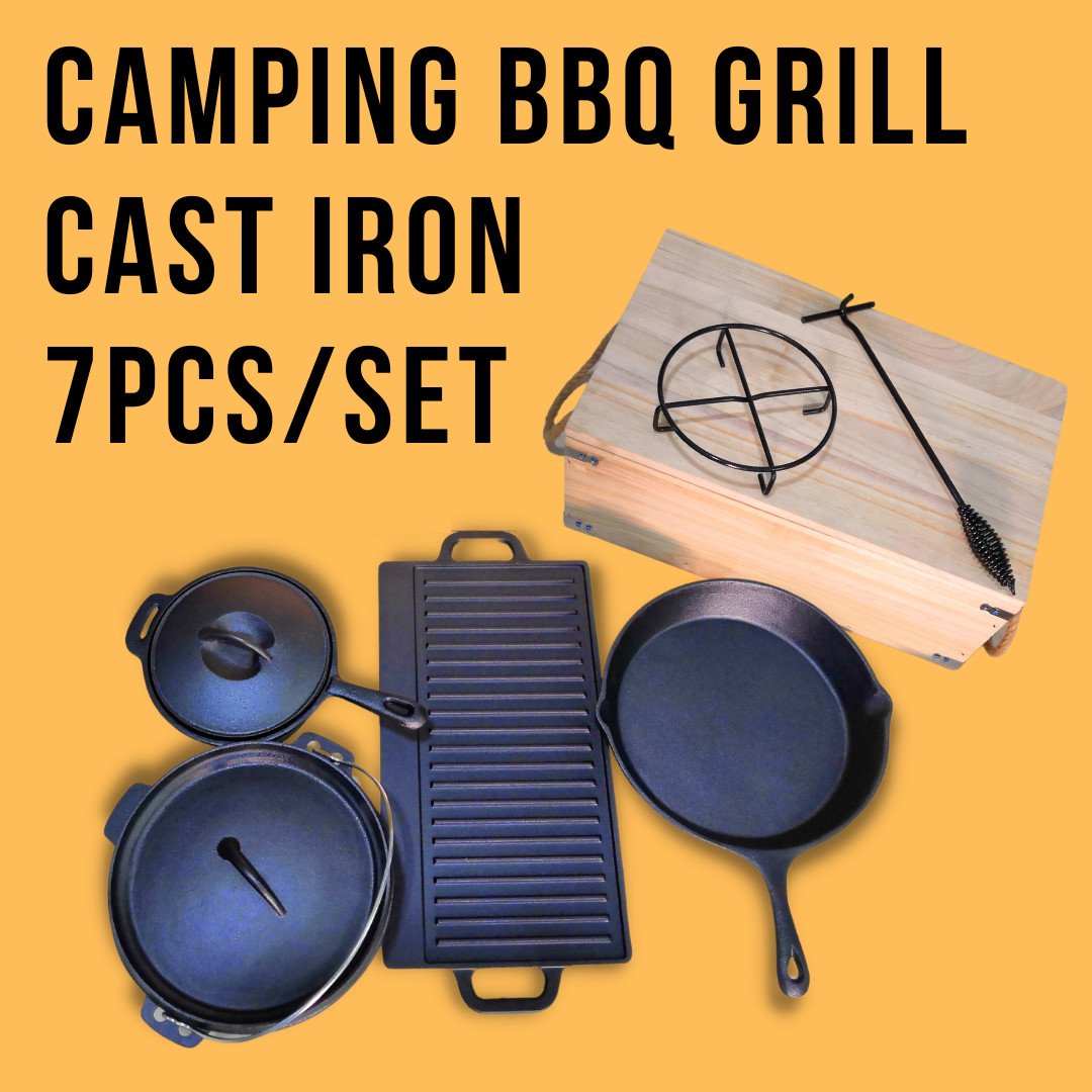Black Pre Seasoned Cast Iron Dutch Oven For Campfire Cooking