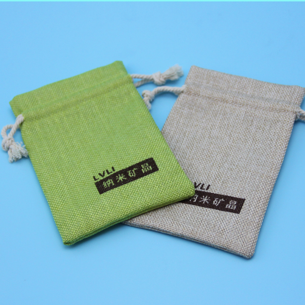 10x15cm Different Color Logo Printed Jute Drawstring Bag