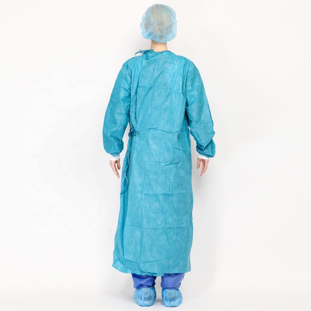 Blue SMMS Surgical Gown EN 13795 Sterile Gown With Ultrasonic Sewing