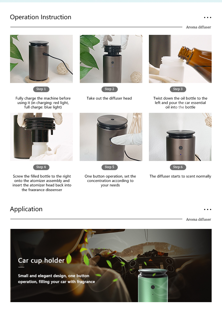 HOMEFISH PET Material Waterless Aroma Diffuser Car Scent Diffuser 20ml