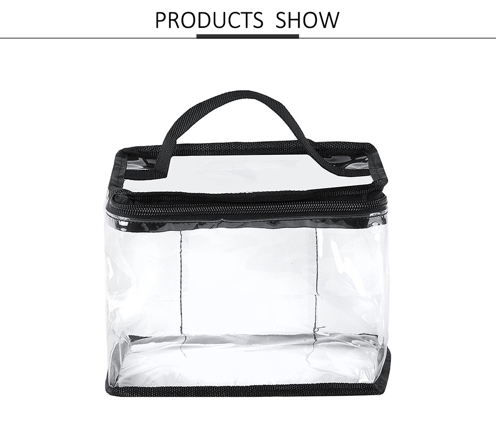 Large Water Resistant Clear Travel Makeup Train Bag with Top Handle