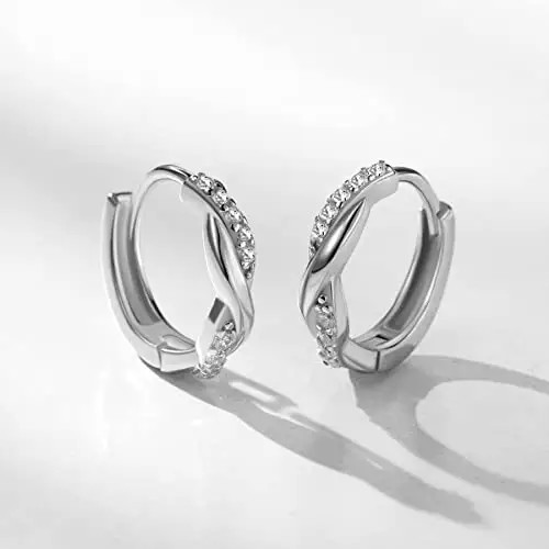 Classic CZ Stud Earrings 925 Silver Elegant Round Drop Heart Pear Design