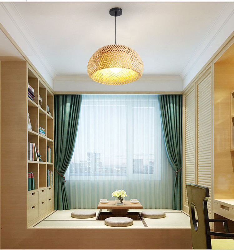 Modern minimalist restaurant bedroom pure bamboo art bamboo hand-woven chandelier(WH-WP-36)