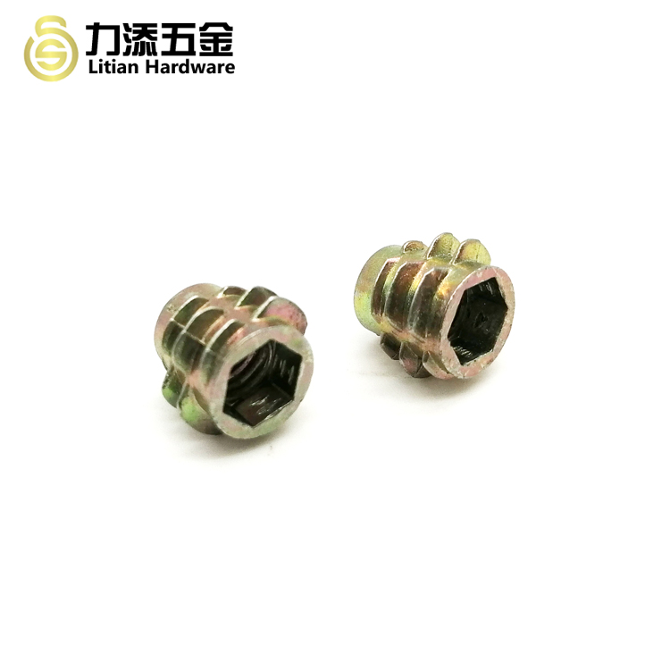 BS Wood Insert Lock Nut M8 Nuts Flat Head Trapezoid For Wood Furniture
