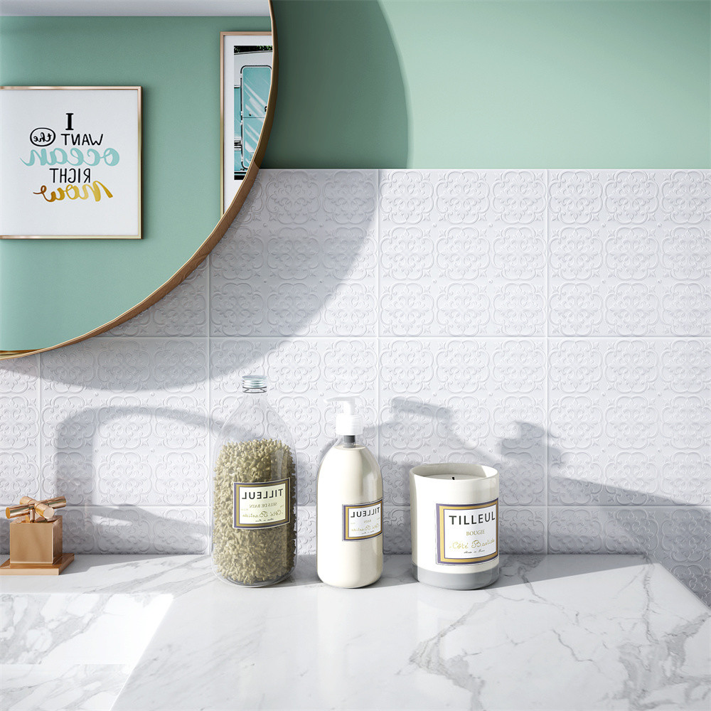 White 200x200mm Wall Tile For Living Room And Eco-Friendly Ceramic Rustic Tiles For Kitchen