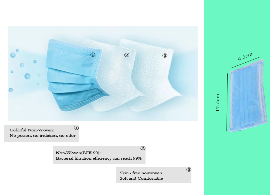 3 Ply Children Face Masks , Non Woven Disposable N95 Masks Eco Friendly