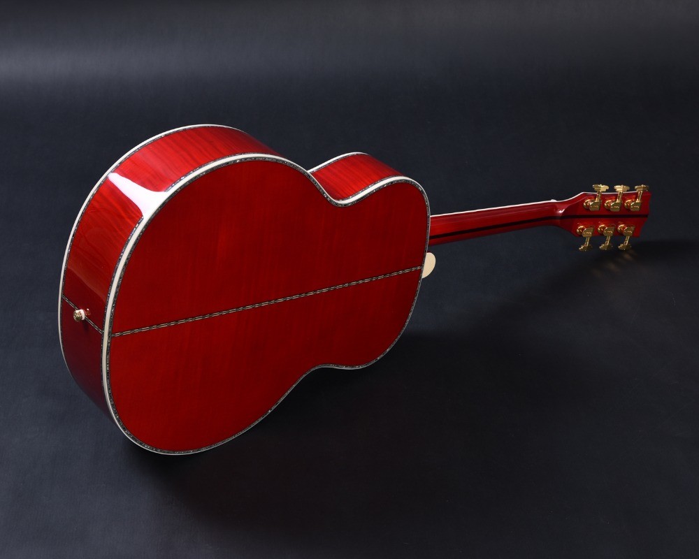 Customized acoustic guitar, 43 inch Jumbo guitar, Quilt Vine Viper red, Guitarra acustica