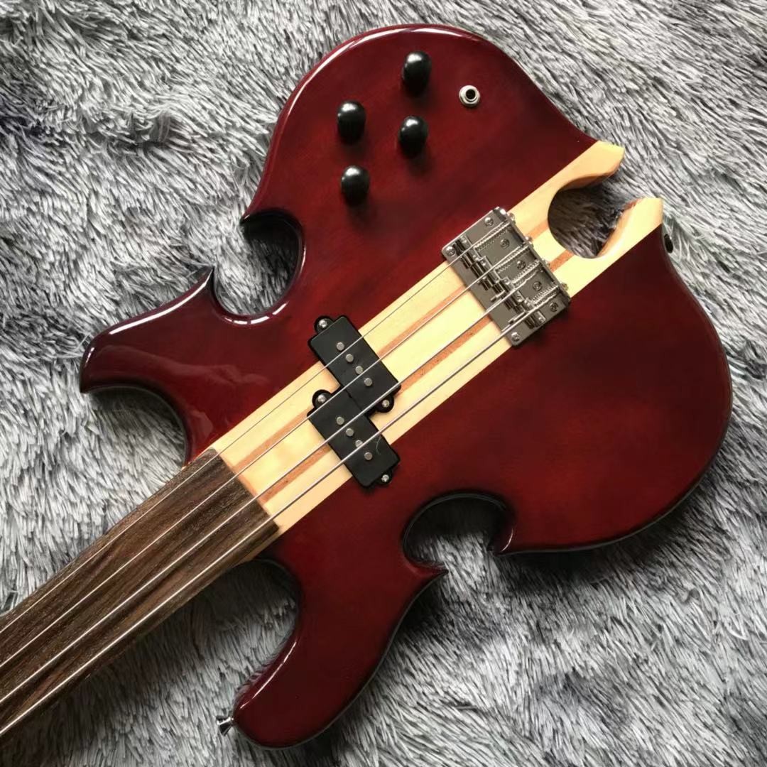 Custom Grand ALEM Mark King Deluxe Custom 4 Strings Neck Through Body Cut Bottom Heart Guitar Bass
