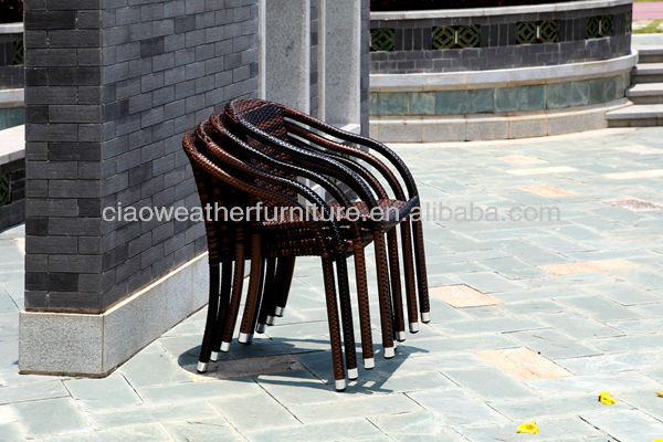 Outdoor Furniture Modern Design Style Aluminum Frame Stackable Arm Chair Wooden Garden Chair