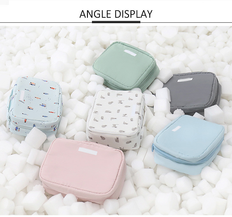 Double Zip Travel Portable Toiletry Fashion Samll Cosmetic Bag