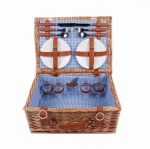  Cheap Picnic Basket for 4 Willow Hamper Set with Insulated Compartment Handmade Large Wicker Picnic Basket Set Manufactures