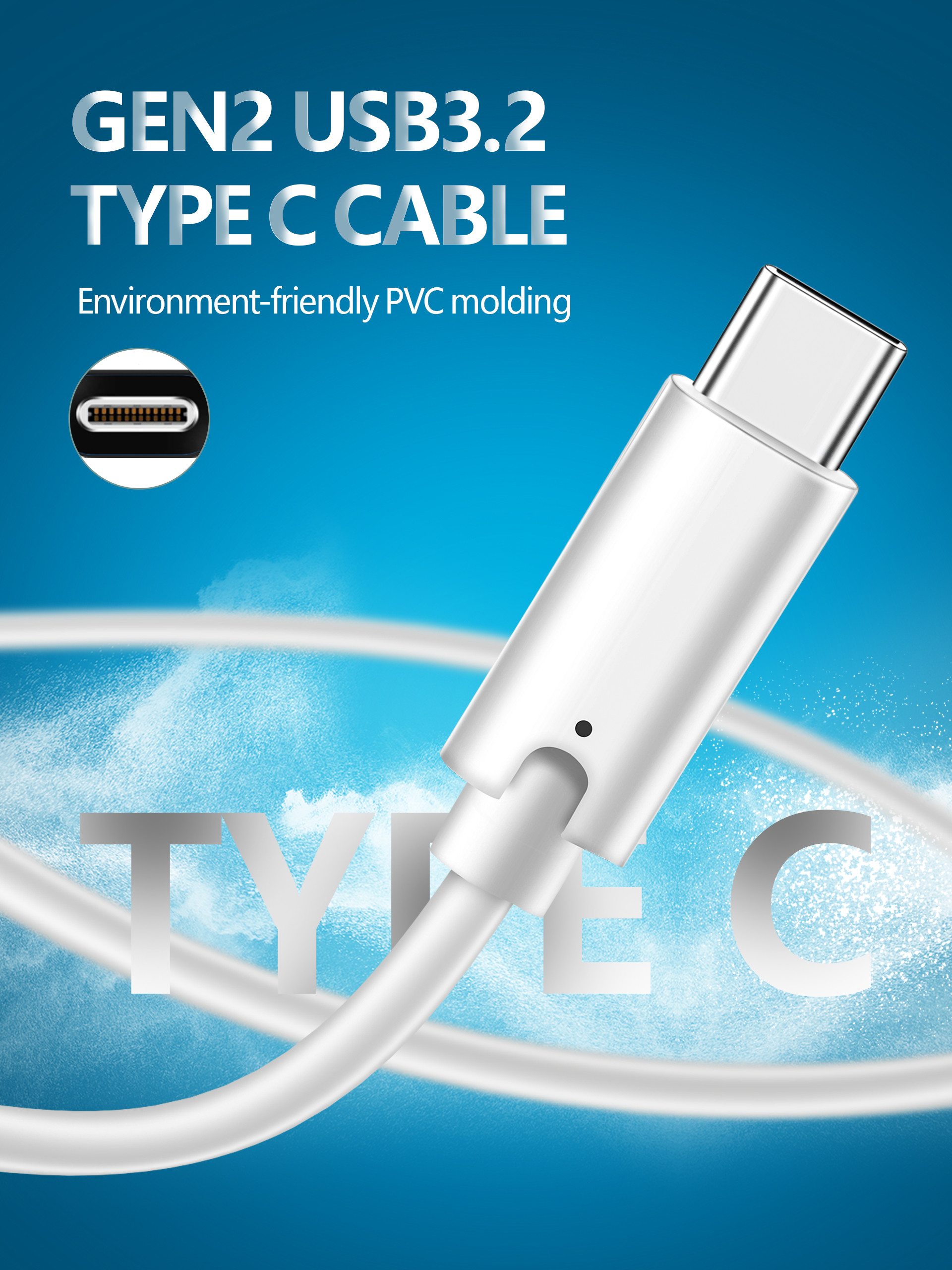 Super Fast 5A 100W USB Type C Charging Cable 3.2 Gen2 1M Long