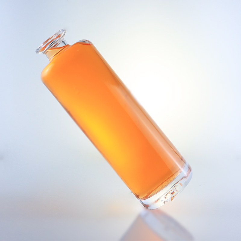 750ml Unique Round Flint Glass Bottle with Customized Logo and Cork