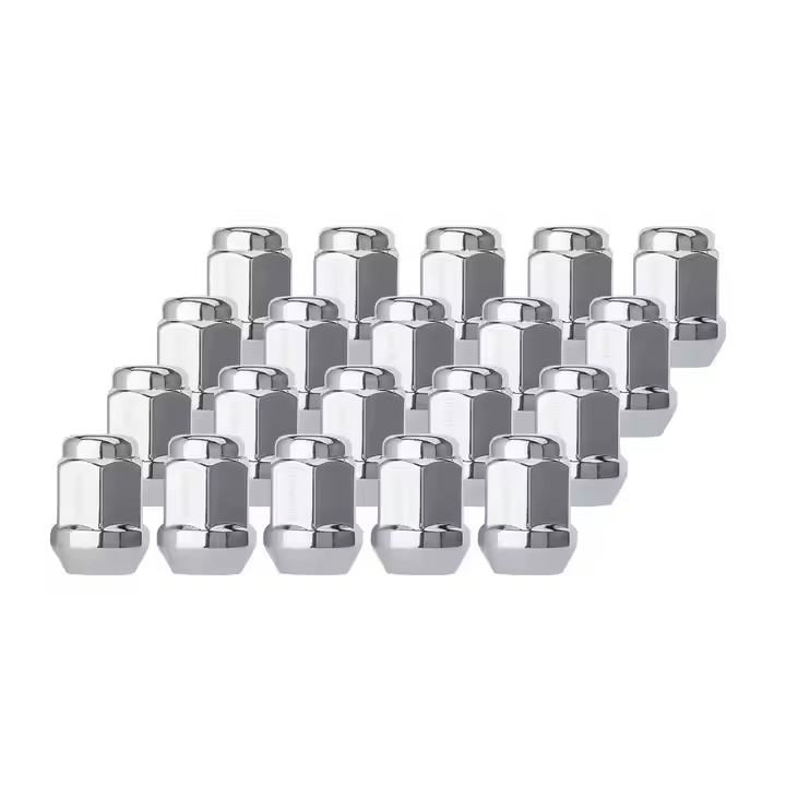 Huangxin 1/2"- 20 Wheel Chrome Steel Lug Nuts Closed End Bulge Acorn Lug Nuts Cone Seat 1.38" 35mm Tall 3/4" 19mm Hex