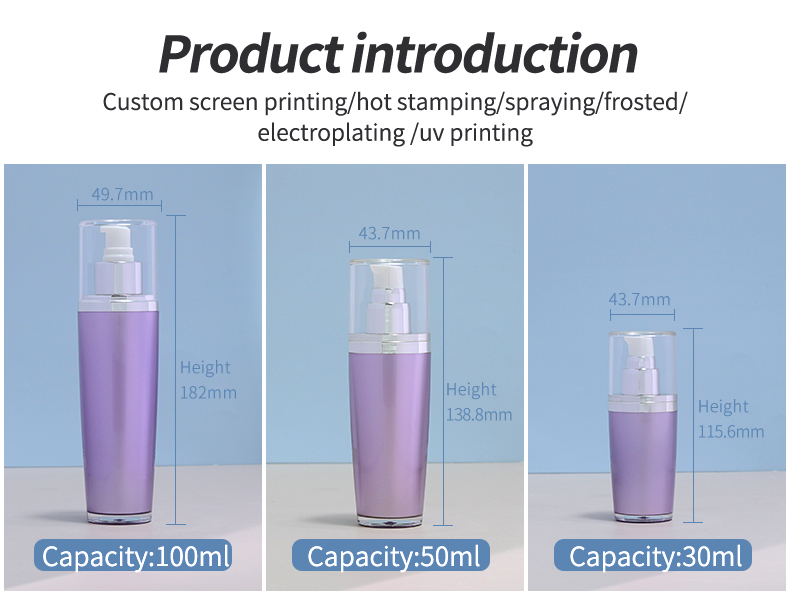 Spray Pump Cap Customized Luxury Acrylic Lotion Bottle Set for Cosmetic Packaging and MS Body Material