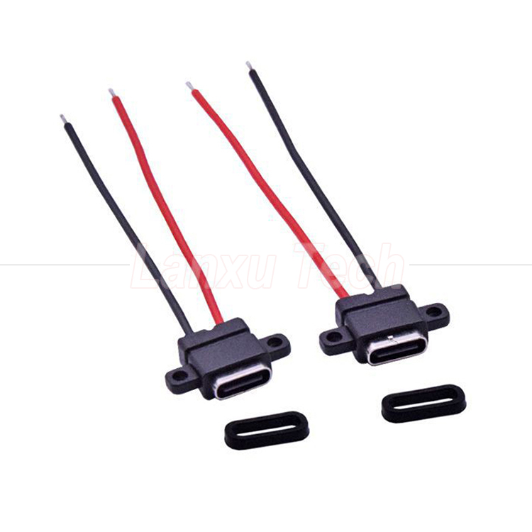 Waterproof USB Type C Solder Female Jack Socket Wire Cable for Laptop Printer