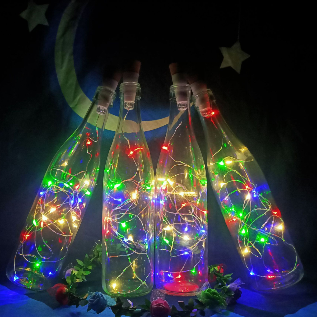 USB Rechargeable Powered LED Wine Bottle Fairy Lights Wedding Garden Decorative String Light Outdoor Lighting Garland Pa