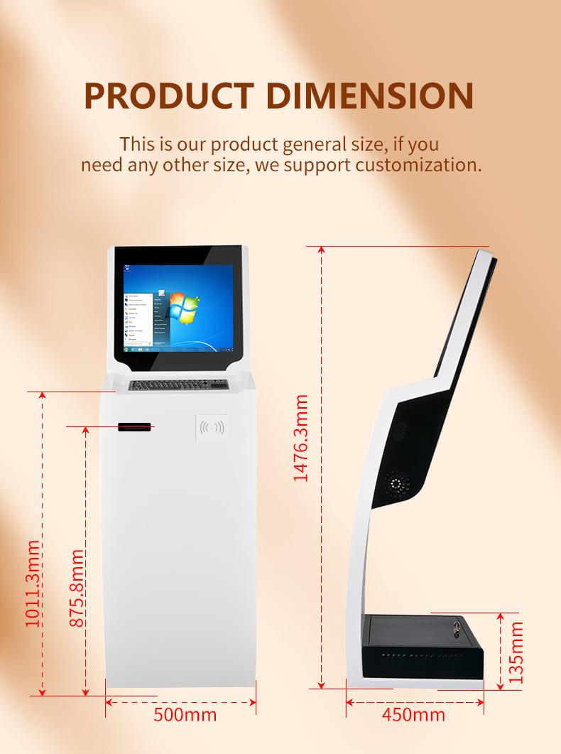 19 Inch Self Service Ticket Collect Terminal Touch Screen Self Service Kiosk