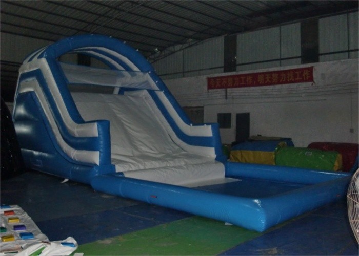 0.55mm PVC Blue Mini Children Commercial Inflatable Slide With Pool EN14960