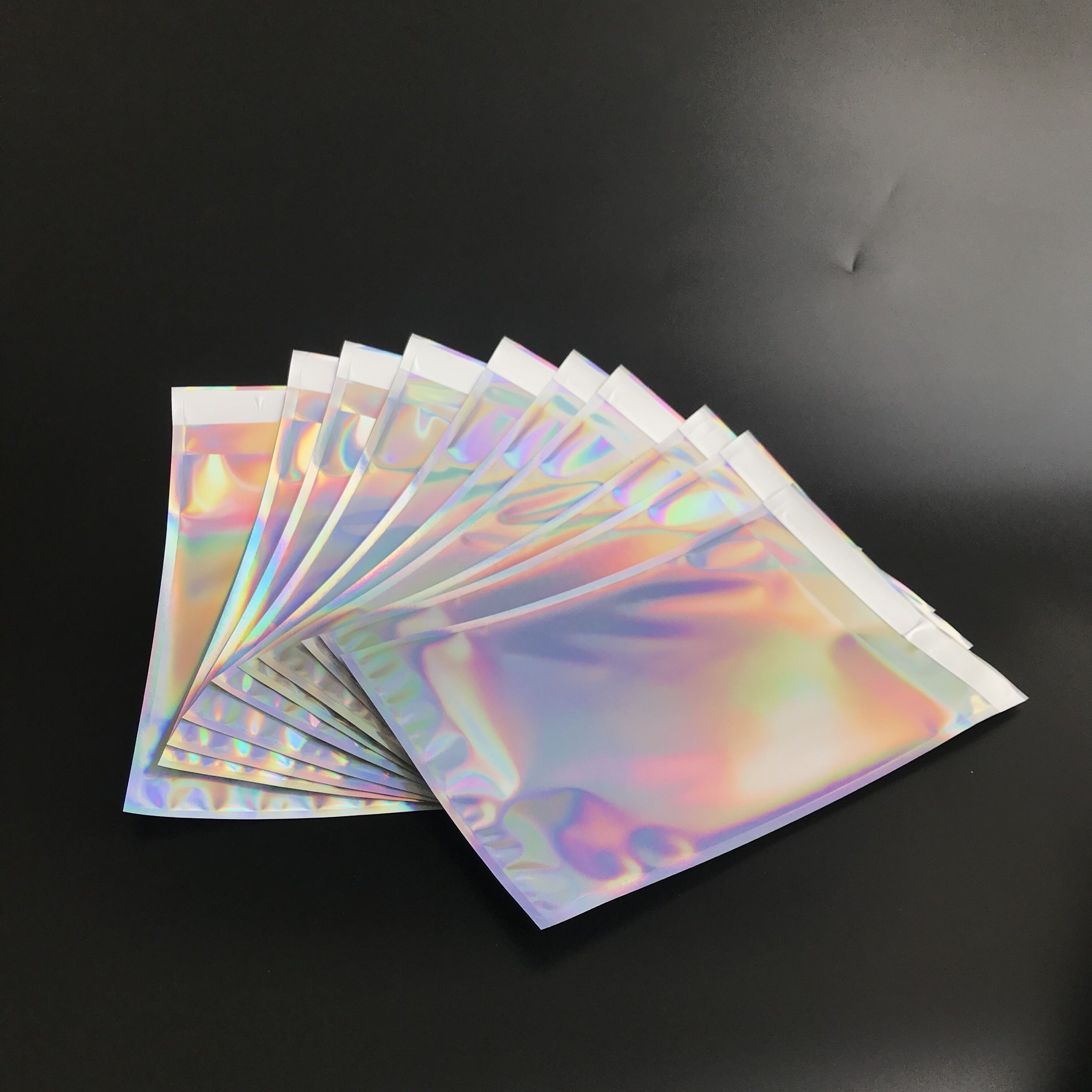 Waterproof Shiny Rainbow Metallic Aluminum Foil Bags Holographic Mailer Jewelry Pac