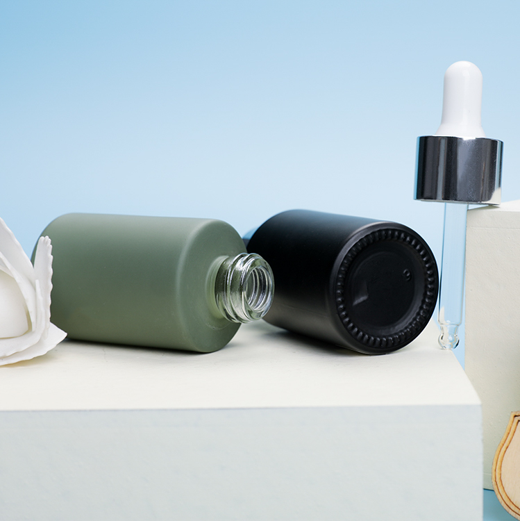 Green Painting 1oz Serum Dropper Bottles Glass Serum Bottles With Screw Cap