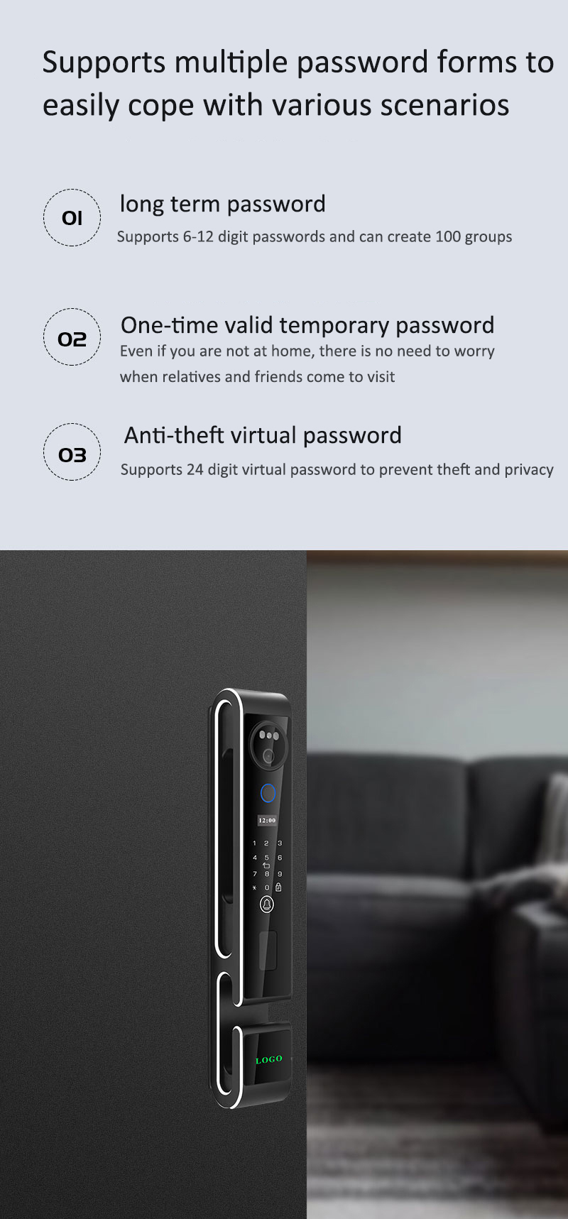 Face Recognition Video Intercom Door Lock Tuya Smart Glass Door Lock