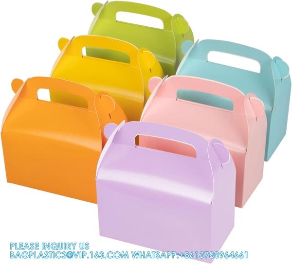 Party Favor Treat Boxes, Goodie Boxes, Gable Paper Gift Boxes With Handles.